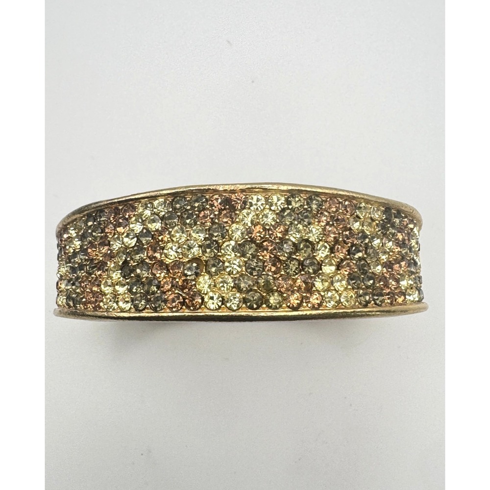 Vintage Rhinestone Bracelet Pave Rhinestone Hinged Clamper Cuff